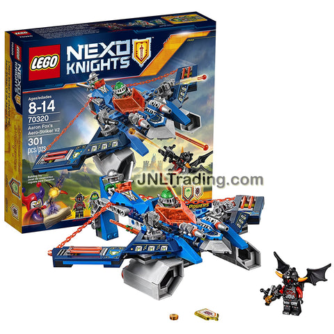 Lego Year 2016 Nexo Knights Series Set #70320 - AARON FOX'S AERO-STRIKER V2 with Aaron Fox, Aaron Bot and Ash Attacker Minifigures (Pieces: 301)
