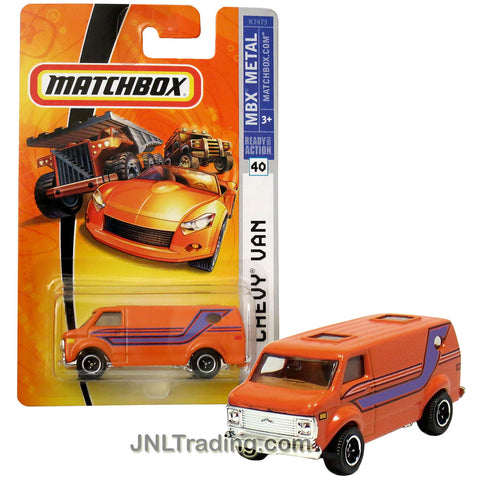 Year 2007 Matchbox MBX Metal Series 1:64 Scale Die Cast Car Set #40 - Orange Full Size  CHEVY VAN