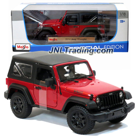 Maisto Special Edition Series 1:18 Scale Die Cast Car - Red Sports Utility Vehicle 2014 JEEP WRANGLER WILLYS (SUV Dimension: 8-1/2" x 4-1/2" x 4")
