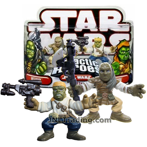 Star Wars Year 2007 Galactic Heroes Series 2 Pack 2 Inch Tall Mini Figure - WEEQUAY with Force Pike and BARADA with Blaster