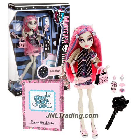 Mattel Year 2012 Monster High "Ghoul's Night Out" Series 11 Inch Doll Set - ROCHELLE GOYLE "Daughter of The Gargoyle" with Smartphone, Cosmetic Accessories, Purse, Hairbrush and Doll Stand