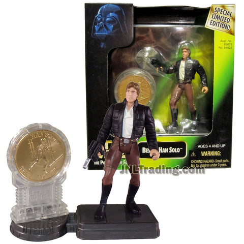 Star Wars Year 1997 The Power of the Force Special Limited Edition Series 4 Inch Tall Figure - BESPIN HAN SOLO with Millennium Minted Coin and Display Base