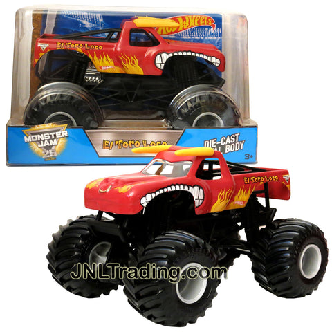 Hot Wheels Year 2017 Monster Jam 1:24 Scale Die Cast Metal Body Official Monster Truck Series - Red EL TORO LOCO CCB08 with Monster Tires, Working Suspension and 4 Wheel Steering