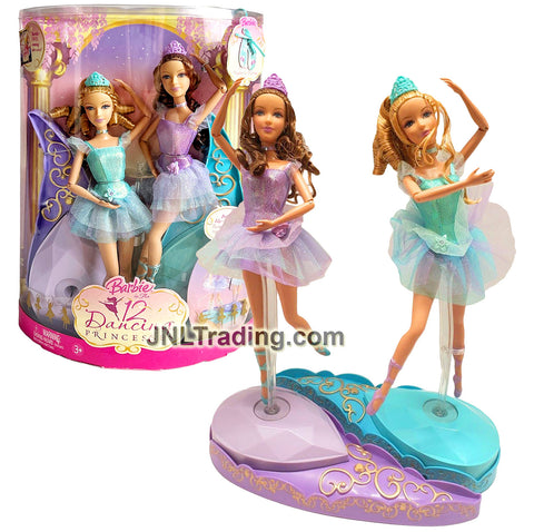 Year 2006 Barbie 12 Dancing Princess Series 12 Inch Doll Set - Caucasian PRINCESS ISLA and HADLEY J8889 with Doll Stands