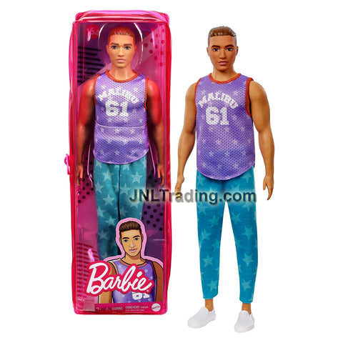Year 2020 Barbie Fashionistas Series 12 Inch Doll Set #164 - Muscular Hispanic KEN GRB89 in #61 Malibu Lavender Tops and Teal Starry Pants