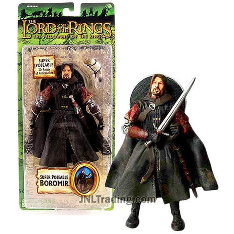 Year 2004 Lord of the Rings Fellowship of the Ring Series 7 Inch Tall Figure - BOROMIR with 30 Pts of Articulation Plus Shield, Dagger, Sword and Horn