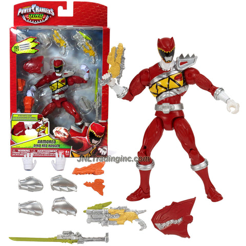 Bandai Year 2014 Saban's Power Rangers Dino Charge Series 7 Inch Tall Action Figure - ARMORED DINO RED RANGER with Sword, 2 Blasters, Extra Pair of Hands Plus More Accessories