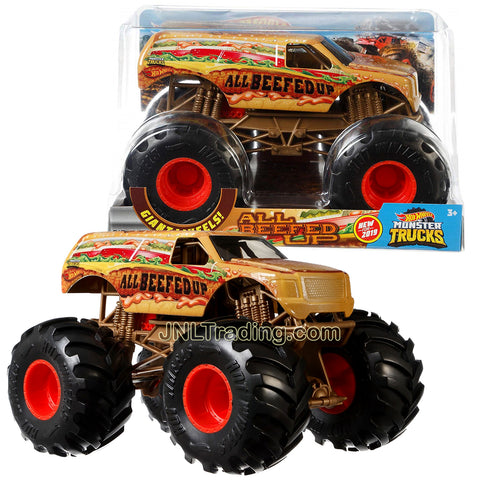 Hot Wheels Year 2018 Monster Trucks 1:24 Scale Die Cast Metal Body Official Truck Series - ALL BEEFED UP GBV41 with Giant Wheels and 4 Wheel Steering