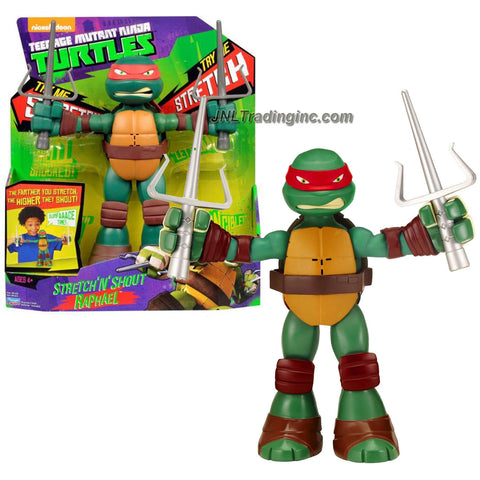 Playmates Year 2014 Nickelodeon Teenage Mutant Ninja Turtles 8-1/2 Inch Tall Electronic Action Figure - STRETCH 'N' SHOUT RAPHAEL with 2 Sais Plus Stretch and Sound FX