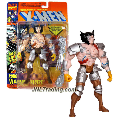 ToyBiz Year 1994 Marvel Comics X-Men Series 5-1/2 Inch Tall Action Figure - 6th Edition ROBOT WOLVERINE (ALBERT) with Robotic Arms & Trading Card