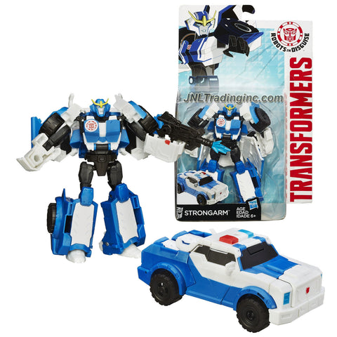 Hasbro Year 2014 Transformers Robots in Disguise Animation Series Deluxe Class 5 Inch Tall Robot Action Figure - Autobot STRONGARM with Blaster Rifle (Vehicle Mode: Police Car)
