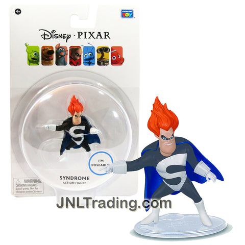 Thinkway Toys Disney Pixar The Incredibles Movie Series 2-1/2 Inch Tall Poseable Action Figure - SYNDROME with Display Base
