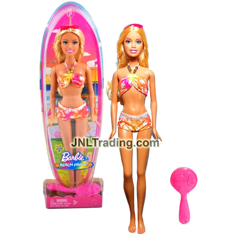Year 2008 Barbie Beach Party Series 12 Inch Doll - Caucasian Model BARBIE N4902 in Pink Bikini Swimsuit with Sunglasses and Hairbrush