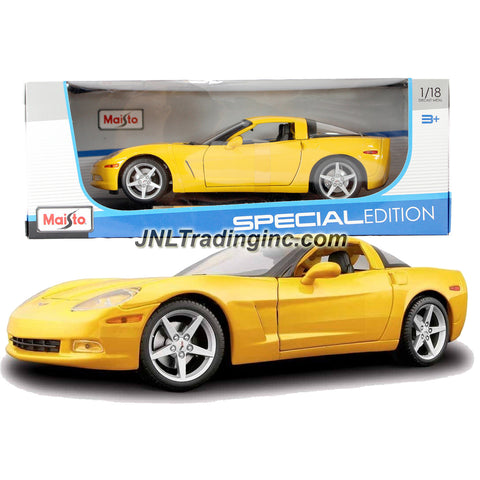 Maisto Special Edition Series 1:18 Scale Die Cast Car - Yellow Color 2005 CHEVROLET CORVETTE COUPE with Display Base (Dimension: 9" x 4" x 2-1/2")