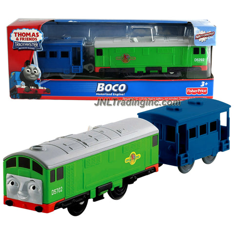 Fisher Price Year 2010 Thomas and Friends Trackmaster Motorized Railway Battery Powered Tank Engine 2 Pack Train Set - BOCO the Green Mixed Traffic Diesel Engine with Blue Brake Van
