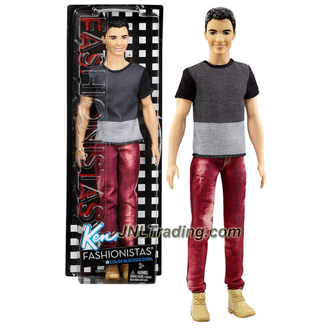 Mattel Year 2016 Barbie Fashionistas 12 Inch Doll - RYAN (DWK47) in Cool Color Blocked Black & Grey Shirt and Red Denim Pants