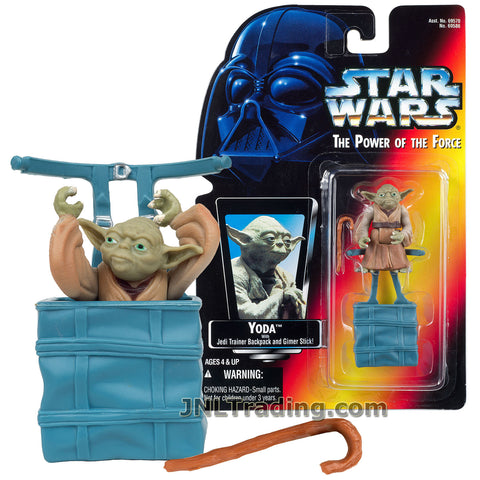 Star Wars Year 1995 The Power of the Force Series 2 Inch Tall Figure - YODA with Jedi Trainer Backpack and Gimer Stick
