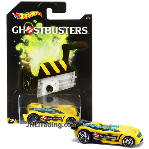 Year 2016 Hot Wheels Ghostbusters Series 1:64 Scale Die Cast Car Set 3/8 - Yellow Roadster BATTLE SPEC