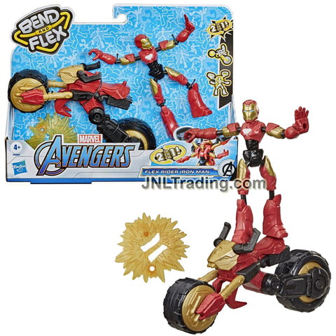 Year 2021 Marvel Avengers Bend and Flex 6 Inch Tall Figure - FLEX RIDER IRON MAN with Motorbike
