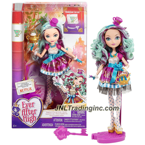 Mattel Year 2015 Ever After High Story Series 11 Inch Doll Set - Daughter of the Mad Hatter MADELINE HATTER (BBD43) with Purse, Hairbrush & Doll Stand