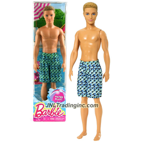 Mattel Year 2014 Barbie Water Play Series 12 Inch Doll - KEN (CFF16) with Blue Color Swim Trunk