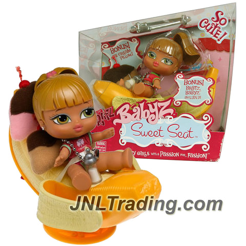 MGA Entertainment Bratz Babyz So Cute Series 5 Inch Doll SWEET SEAT Set - Banana Split Lounge Chair with Ice Cream Pillow and Fianna Doll