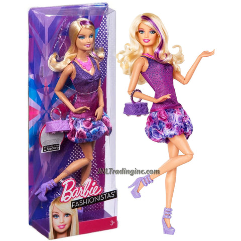 Mattel Year 2012 Barbie Fashionistas Series 12 Inch Doll Set - BARBIE (X7870) in V-Neck Shoulder Strap Lavender Dress with Necklace & Purse