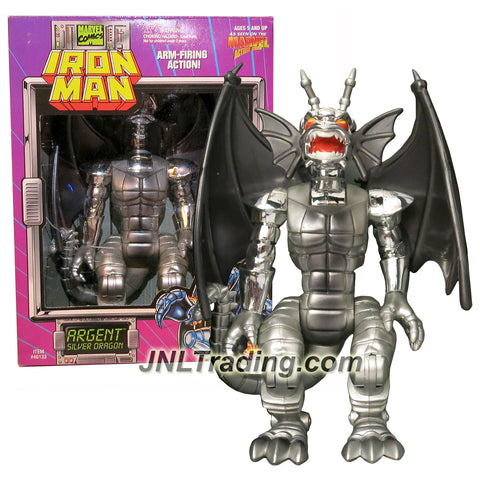 ToyBiz Year 1995 Marvel Comics Action Hour Iron Man Series 9 Inch Tall Action Figure - ARGENT SILVER DRAGON with Arm-Firing Action