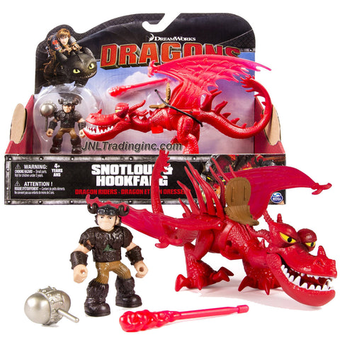Spin Master Year 2015 Dreamworks "Dragons - Dragon Riders" Series 8 Inch Long Dragon Figure Set - HOOKFANG with Fire Missile and Snotlout with Battle Mace