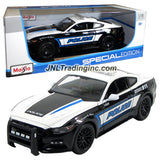 Maisto Special Edition Series 1:18 Scale Die Cast Car - Black & White Police Cruiser 2015 FORD MUSTANG GT with Base (Dimension: 10" x 4" x 3")