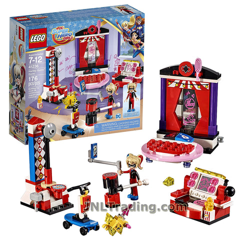 Lego Year 2017 DC Super Hero Girl Series Set # 41236 - HARLEY QUINN DORM with Trampoline Bed, Sofa, Wacky Wheeler, Strongman Game, Kryptomite and Harley Quinn Minifigures (Pieces: 176)