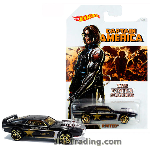 Hot Wheels Year 2015 Captain America Series 1:64 Scale Die Cast Car Set 5/8 - Black Color THE WINTER SOLDIER Muscle Car RIVITED DJK76