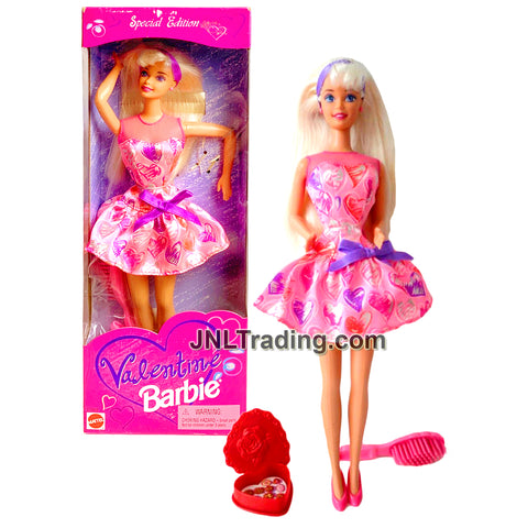 Year 1997 Barbie Special Edition 12 Inch Doll - VALENTINE Caucasian Model with Heart Box and Hairbrush