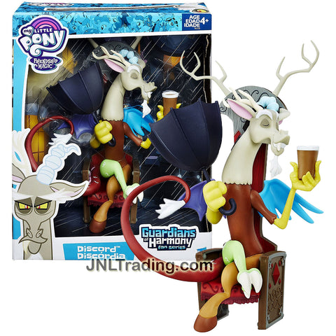 Hasbro Year 2015 My Little Pony Friendship Magic Guardians of Harmony Series 9 Inch Tall Figure - DISCORD Sitting On Chair with Cup and Umbrella
