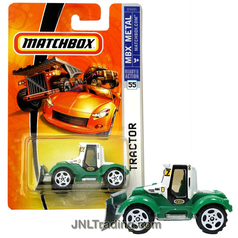 Matchbox Year 2007 MBX Metal Ready For Action Series 1:64 Scale Die Cast Metal Car #55 - Green Unit 686 Lil' Mule Snow Plower TRACTOR K9485