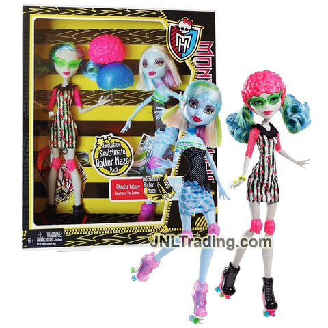 Year 2012 Monster High Skultimate Roller Maze 2 Pack 10 Inch Doll Set - Daughter of the Zombies Ghoulia Yelps and Daughter of The Yeti Abbey Bominable