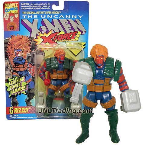 ToyBiz Year 1993 Marvel Comics The Uncanny X-Men X-Force Series 5 Inch Tall Action Figure - GRIZZLY with Arm Pounding Action, Hammers & Trading Card