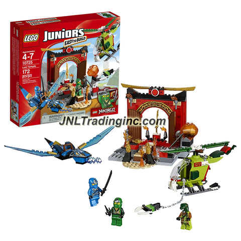 Lego Year 2016 Juniors Ninjago Series Set #10725 - LOST TEMPLE with Blue Dragon, Helicopter Plus Lloyd, Jay & Snake Villain Minifigures (Pieces: 172)