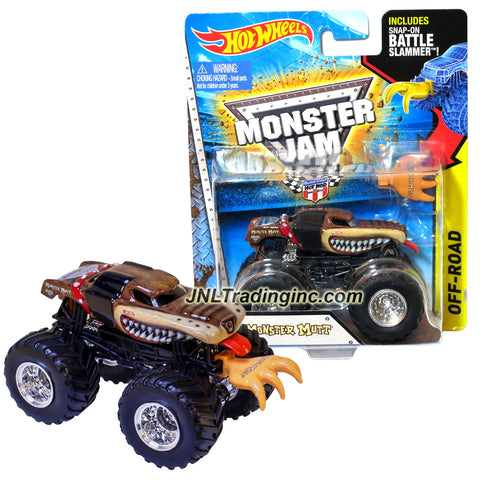 Hot Wheels Year 2014 Monster Jam 1:64 Scale Die Cast Truck OFF-ROAD Series - MONSTER MUTT (BGG87) with Snap-On Battle Slammer (Dimension : 3-1/2" L x 2-1/4" W x 2-1/2" H)