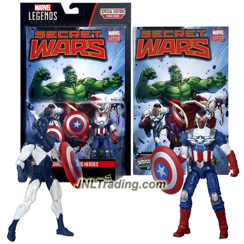 Hasbro Year 2015 Marvel Legends Comic Book Series 2 Pack 4 Inch Tall Figure - SHIELD WIELDING HEROES with VANCE ASTRO, CAPTAIN AMERICA, 2 Shields and Comic