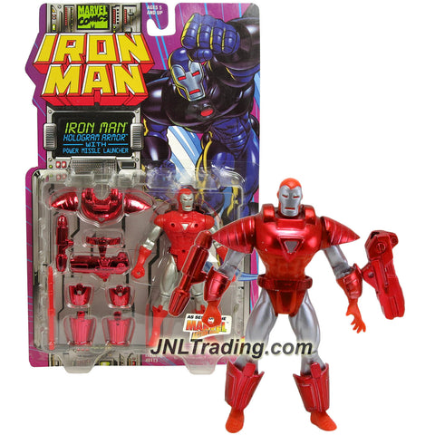 ToyBiz Year 1995 Marvel Comics IRON MAN Series 5 Inch Tall Action Figure - HOLOGRAM ARMOR IRON MAN with Power Missile Launcher and 1 Missile