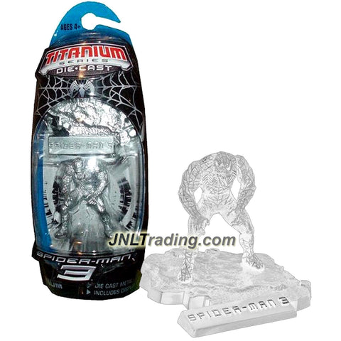 Marvel Year 2007 Spider-Man 3 Titanium Die Cast Series 3 Inch Tall Action Mini Figure - Pewter Silver VENOM with Display Base