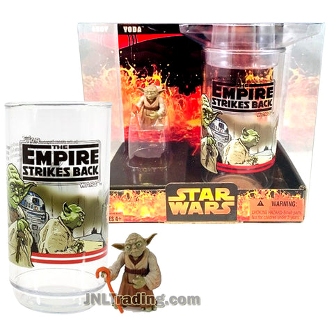 Star Wars Year 2005 Empire Strikes Back Series 2 Inch Tall Figure Set : YODA with Gimer Stick Plus Collectible Cup