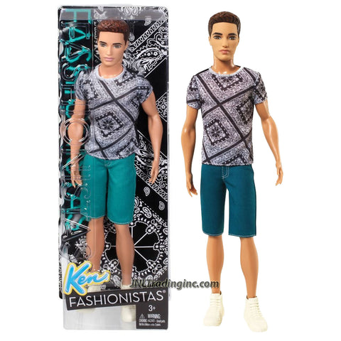 Mattel Year 2014 Barbie Ken Fashionistas Series 12 Inch Doll - RYAN (BCN42) in Grey T-Shirt & Green Short Denim Pants with White Basketball Shoes