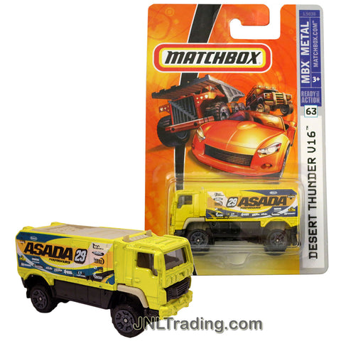 Matchbox Year 2007 MBX Metal Ready For Action Series 1:64 Scale Die Cast Metal Car #63 - Yellow Heavy Duty Truck Asada DESERT THUNDER V16 (L5038)
