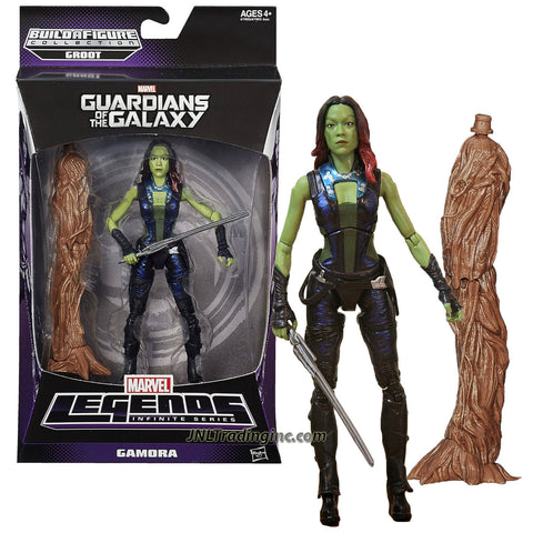Hasbro Year 2013 Marvel Legends Infinite Groot Series 6" Tall Action Figure - Guardians of the Galaxy GAMORA with Sword Plus Groot's Left Leg