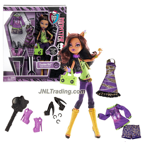 Mattel Year 2013 Monster High "I Love Fashion" Series Exclusive 11 Inch Doll Set - CLAWDEEN WOLF "Daughter of The Werewolf" with 3 Gore-geous Outfits, Purse, Hairbrush and Doll Stand