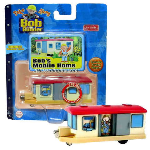 Learning Curve Year 2006 Bob the Builder Take Along Series Die Cast Metal Vehicles - BOB'S MOBILE HOME with Towing Magnet Plus Collector Card