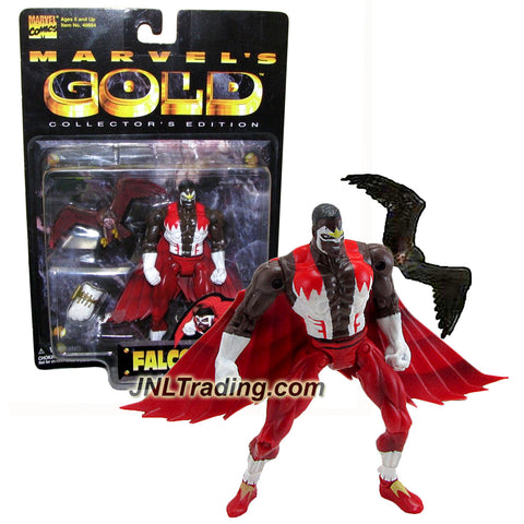 Marvel Comic Year 1999 Marvel's Gold Series 5-1/2 Inch Tall Figure - FALCON with Training Glove and Pet Redwing