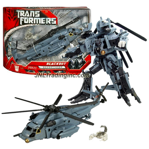Hasbro Year 2006 Transformers Movie Series 7 Inch Tall Voyager Class Robot Action Figure - Decepticon BLACKOUT with Spinning Blade Grinder and Scorponok Mini-Figure (Vehicle Mode: Pave Low Helicopter)